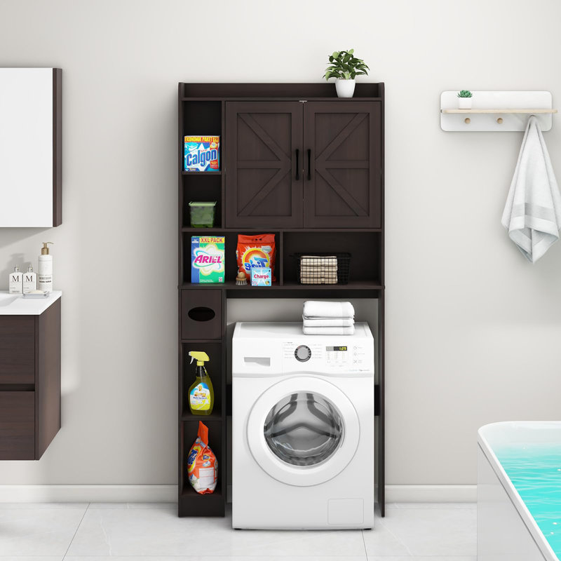 Armoire de rangement au-dessus de la toilette avec 2 portes de grange, Espresso