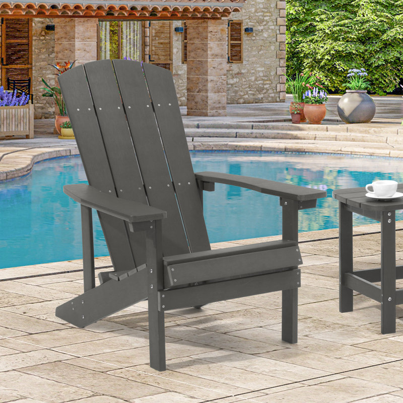 Bernhardine Hips Weather Resistant Adirondack Chair, Gris anthracite