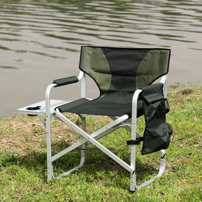 Fauteuil surdimensionné avec rembourrage confortable Ernestine - Table d'appoint et rangement pour le camping