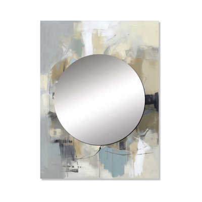 Herradura Beige And Grey Unbounded Creativity I - Abstract Painting Decorative Mirror, Beige Wall Mirror, Printed Metal Art