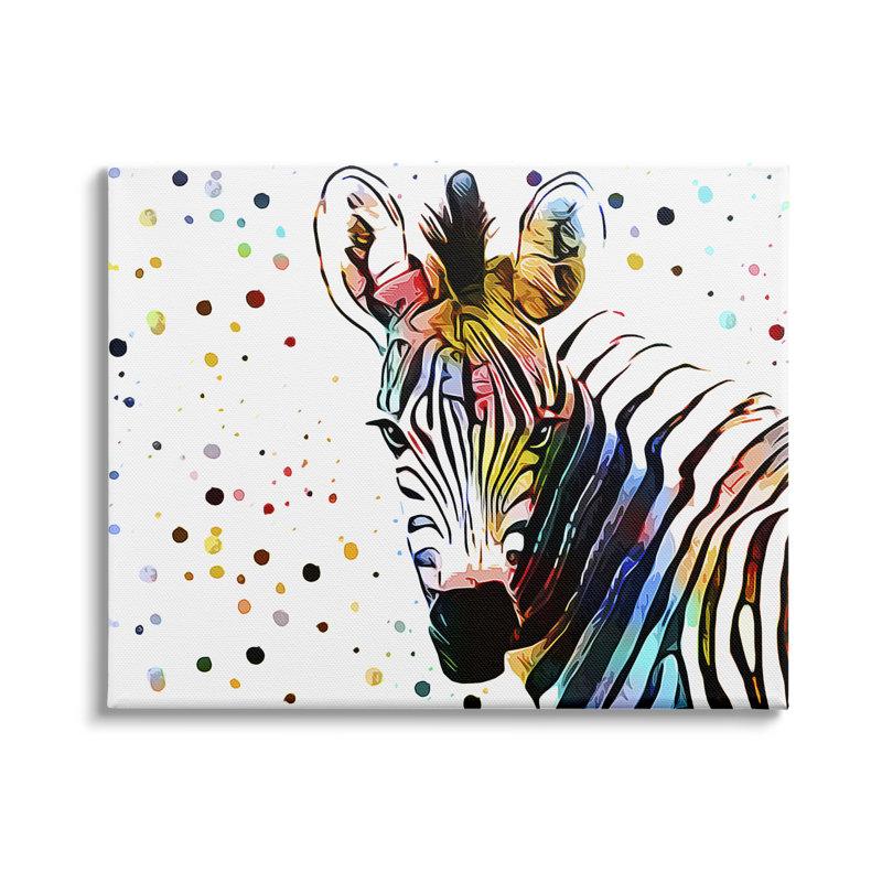 Vibrant Multicolor Abstract Zebra Canvas Wall Art, 30" x 24"