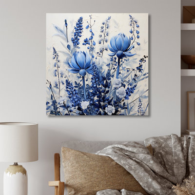 «Blue Bonnets», collage floral sur toile