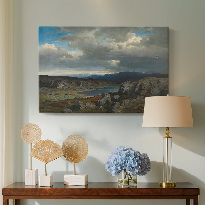 Highland Landscape (Høyfjell) -Hans Gude-Toile tendue avec châssis-c. Milieu à la fin du 19e siècle, 24 po x 36 po