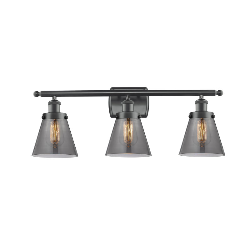 Éclairage pour meuble-lavabo à 3 lumières 26 "Ballone Urban Cone, Fumé, Noir mat, Incandescent