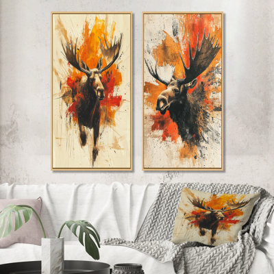 Collection de 2 pièces Amber Wild Moose Energy I - Animaux, impressions sur toile
