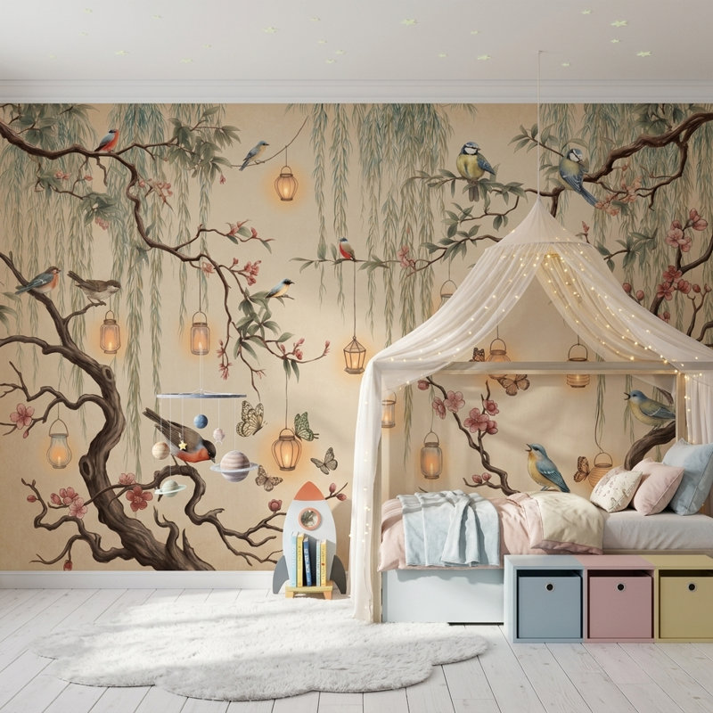 Décoration murale Cherry Blossoms, Non tissé, 160"x108"