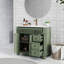 Meuble-lavabo Mid-Century avec base de colonne romaine et rangement-26597629