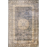 Antique Large Indian Floral Medallion Hand Knotted Pile Rug