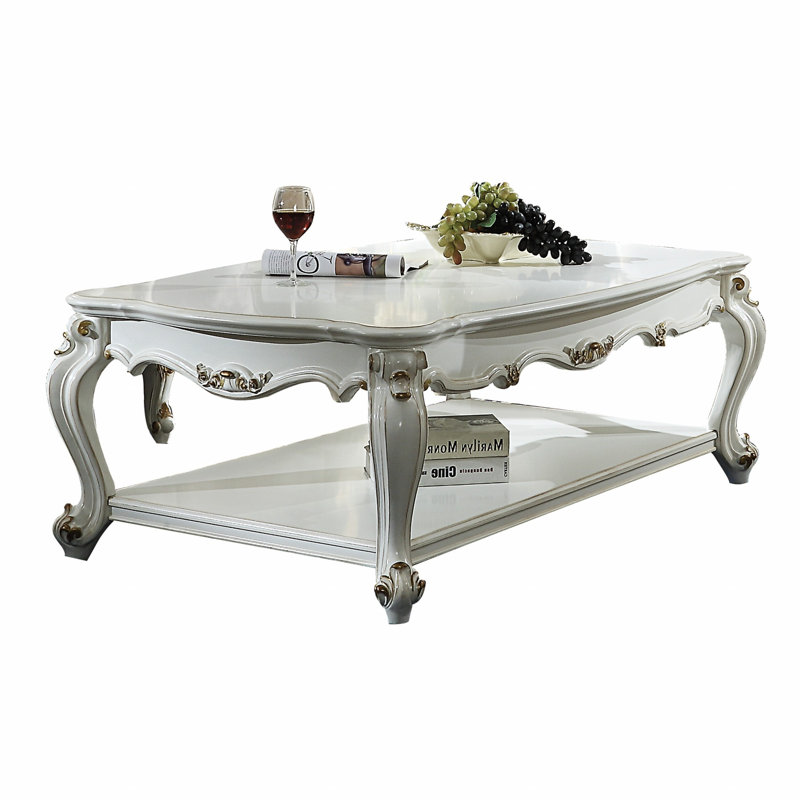 Table basse 36 "en résine et bois blanc avec tablette