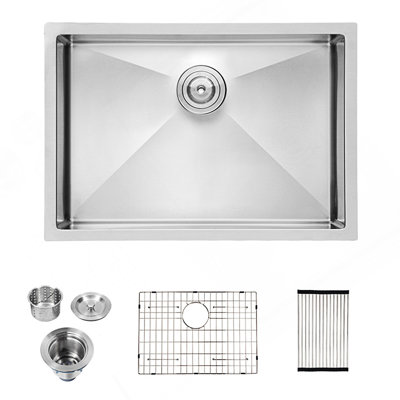 30 Inch Undermount Stainless Steel Kitchen Sink With Deep Single Bowl And Noise-Reducing Technology