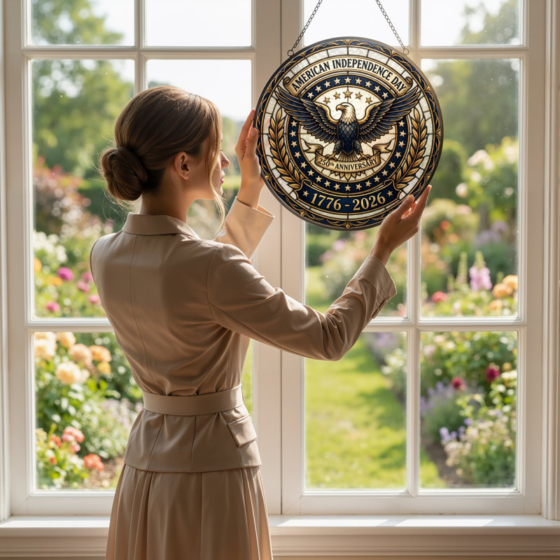 Panneau de fenêtre en verre pour décoration intérieure American Eagle USA 250th Anniversary - H 12 po, H 12 po