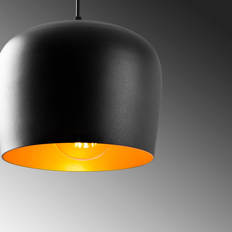 Luminaire suspendu en forme de dôme à 1 lumière Brearly, Black