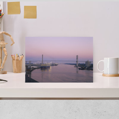 Bridge Across A River Talmadge Bridge Savannah River Savannah Atlanta Georgia USA by Jerry Driendl Photography - Wrapped Canvas Print