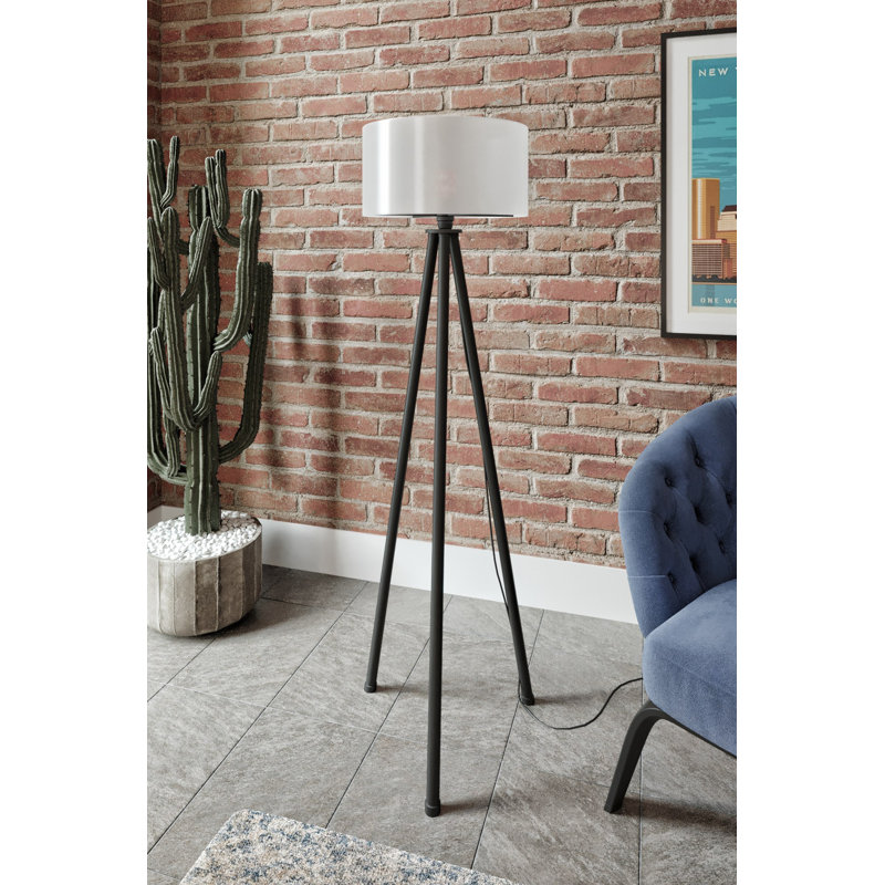 Elegant Floor Lamp with Craft Paper Body, Cream & Black Colors, 54.3 inches Tall | PVC Cap, 15.7 inches Diameter, Socket Type: E27 Max 40W | Stylish Lighting for Living Room, Bedroom, and Office Decor