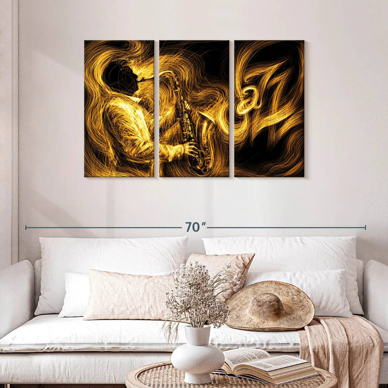 Abarca Golden Jazz Musician, 28" H x 45" W