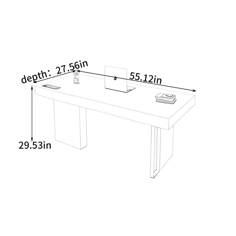 Italian-style office desk work surface, 29.53" H x 55.12" W x 27.56" D