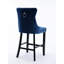 Tabourets de bar contemporains en velours, tissu, chevilles réglables bleues de 2 chaises Mid-Century, coussin à structure élastique double, structure en bois-145283642