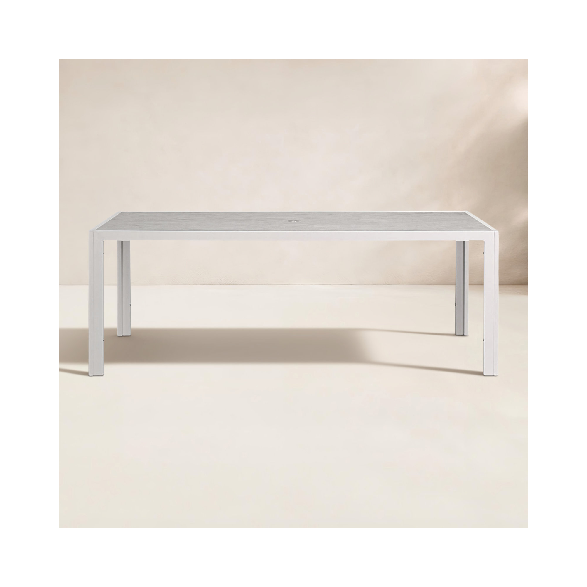 Deandra 82.75'' Ceramic Outdoor Dining Table, White, Concrete