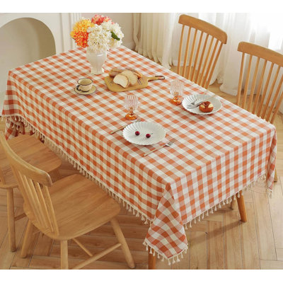 Checkered Tablecloth Rectangle Cotton Linen Fabric Gingham Table Cloth
