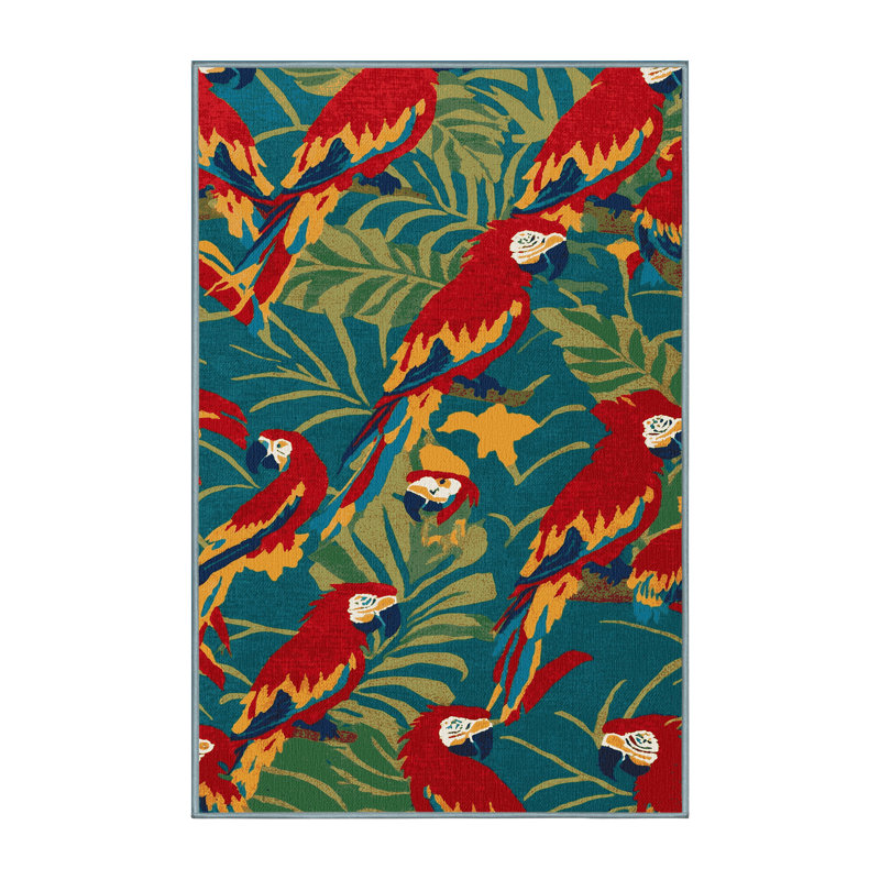 Washable Macaws Hawaiian Area Rug, Runner 2' x 4'