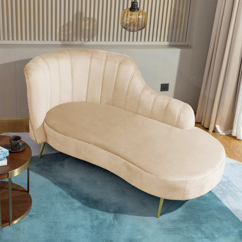 Chaise longue élégante, simple, moderne et créative, Orienté à gauche (vu de face), Beige