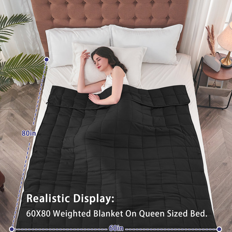 Jeté matelassé Luxury, L 60 po x L 80 po, 20 lb, Noir