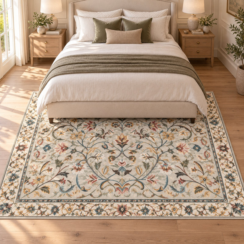 Tapis oriental rétro à motif floral, 3'3" × 5'3"