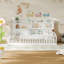 Lits Montessori modernes avec rangement, en pin massif, blanc, pour chambre d'enfant-503052206