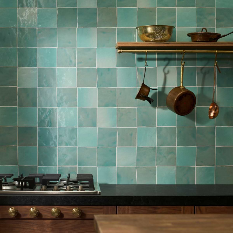 Virello 4x4 Glossy Ceramic Wall Tile, Mint Green