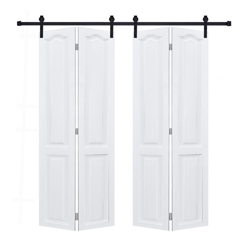 Porte pliante artisanale de 3/4 po d'épaisseur 42 po X 79 po Porte de grange coulissante en MDF blanc avec trousse de quincaillerie