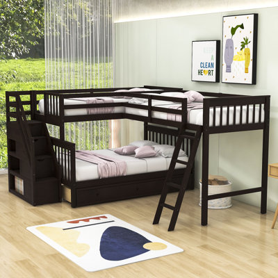 Fabriana Twin Over Full & Twin 3 Drawers L-Shaped Bunk Bed with Storage -  Harriet Bee, 1AEABBDA7F1A4A0B97F793C8E5CF4422