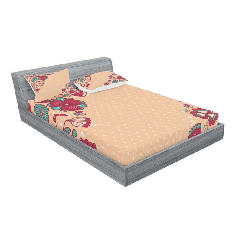 Ensemble de draps à motif floral, Ensemble de draps pour lit double avec un drap-hou