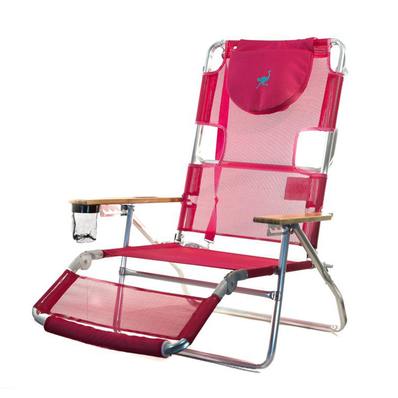 Chaise longue d'extérieur à haut dossier avec repose-pieds Ostrich The Altitude 3N1, rose, Rose
