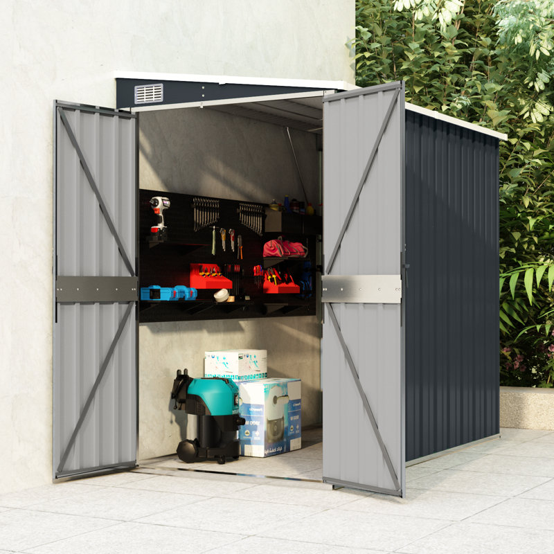 Remise de jardin vidaXL (finition semblable au bois) Acier galvanisé, métal moyen, H 70,1 po x l 46,5 po x P 76,4 po