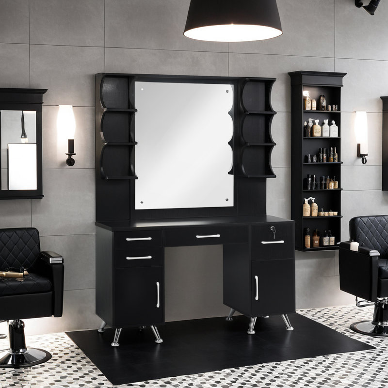 Ensemble coiffeuse et table de maquillage Beka, Noir