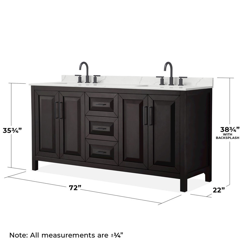 Daria 72'' W Vanity, Brown, Matte Black, Giotto Quartz