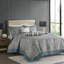 Couvre-lit 5 pièces pour grand lit, coussins 100% sarcelle inclus, rembourrage en vermicelle en coton avec coussin inversé en microfibre