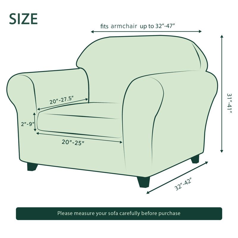 Textured Grid Stretch Soft Box Cushion Armchair Slipcover, Camel