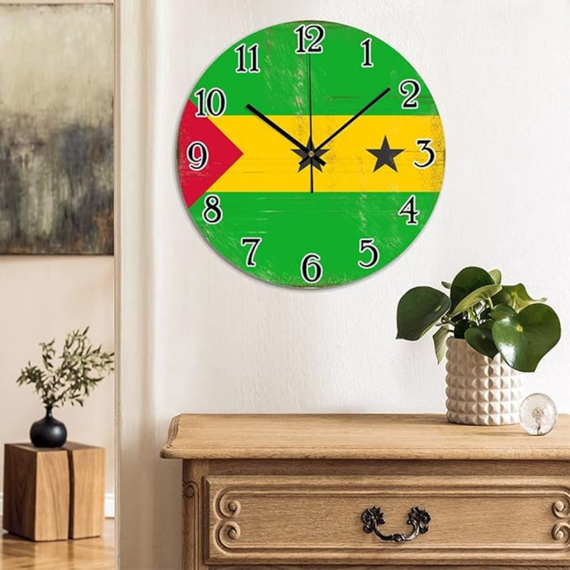 Horloge murale en PVC pour drapeau de Saint-Tomé-et-Principe
