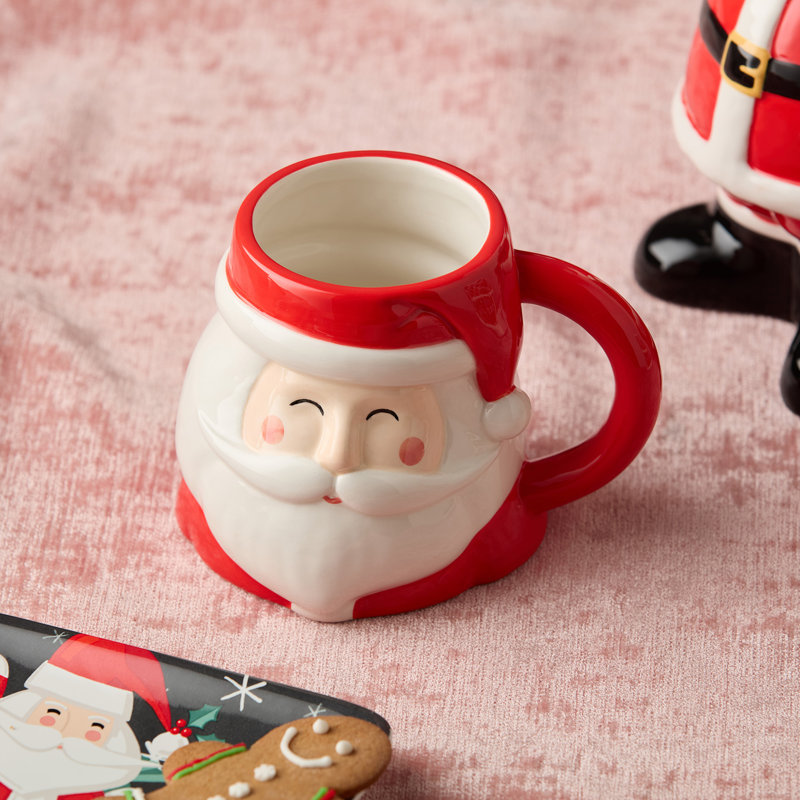 Ensemble de 4 tasses en céramique 3D Christmas Whimsy Santa