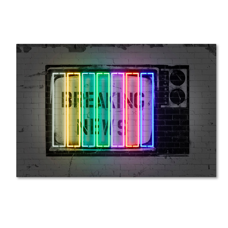 Magar Magar «Breaking nouvelles», impression sur toile tendue, H 30 po x l 47 po