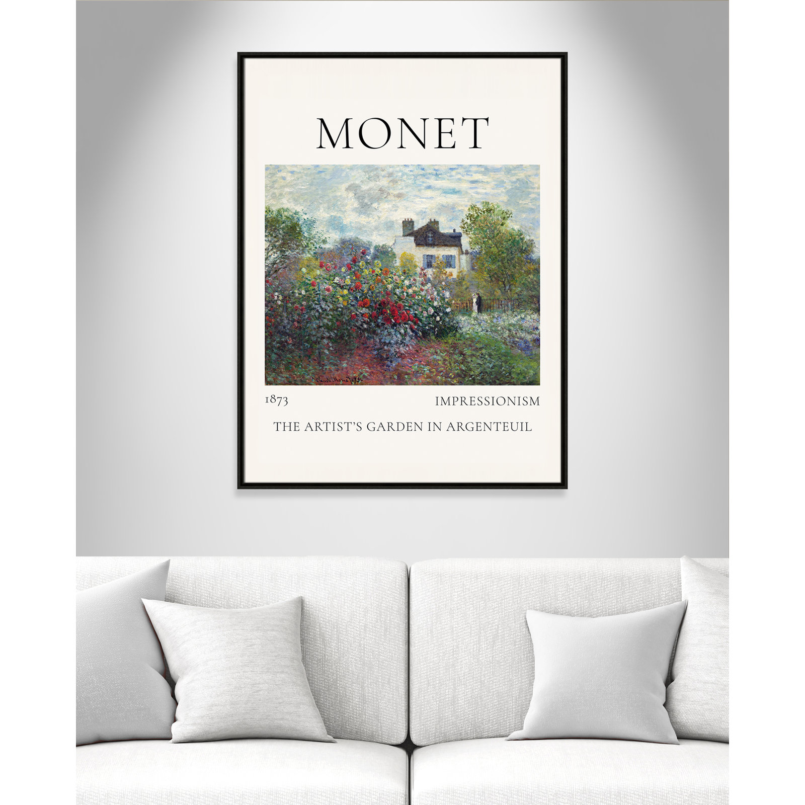 Artists Garden in Argenteuil Print by Claude Monet, Espresso Floater Frame, No, 41.5" H x 31.5" W x 2" D
