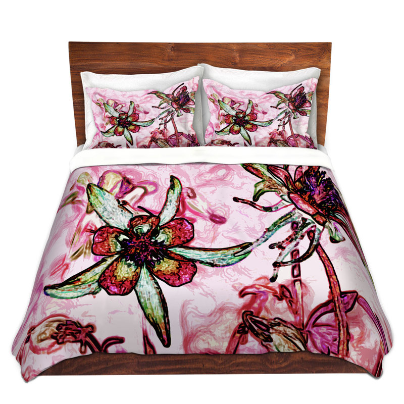Ensemble de housse de couette poème motion, 1 housse simple + 1 taie standard, Rouge / rose