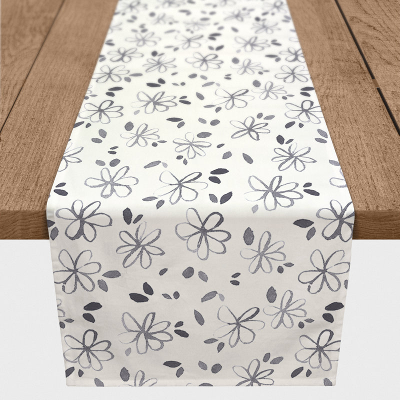 Jaja Floral Table Runner, Dark Gray, 90" x 16"