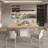 Rectangular Expandable Dining Table for 6 to 10 People with Rustic Wood and Extension Panels