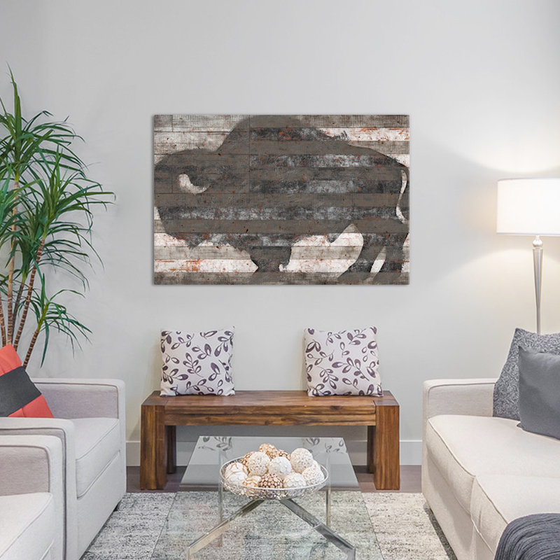 Buffalo II, reproduction d'art sur toile tendue, H 8 po x l 12 po x P 0,75 po, Toile tendue, Pas de tapis