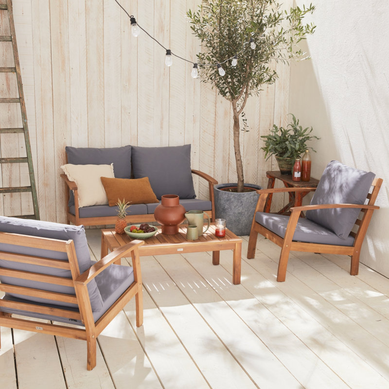 Masboro 4-seater Wooden Garden Sofa Set, Grey