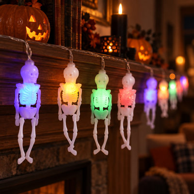 10 LEDs Skeleton Halloween String Lights for Indoor/Outdoor, Multi-Color