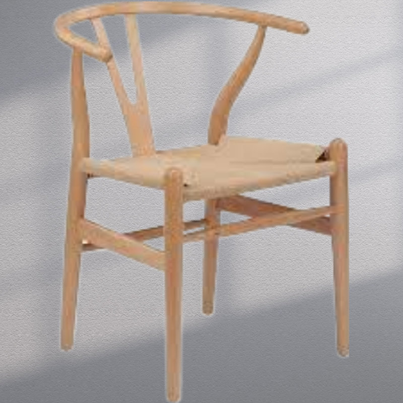 Chaise avec accoudoirs en bois massif, Naturel