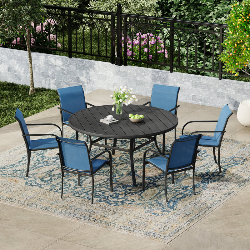 Ensemble repas extérieur pour 6 personnes, Bleu / Noir